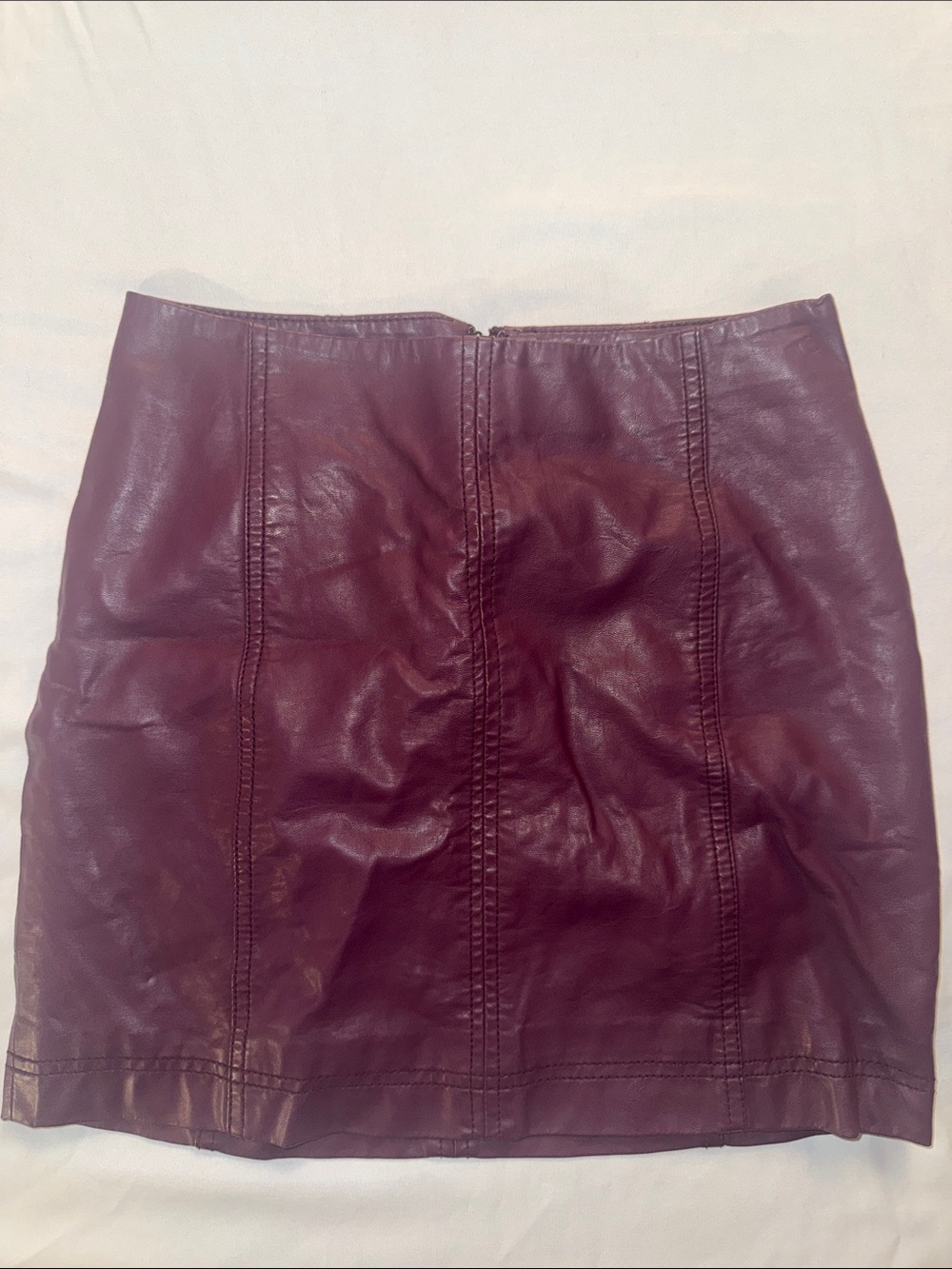 Free People Burgundy Faux Leather Mini Skirt